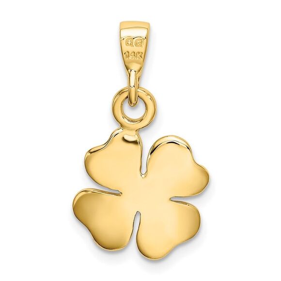 10K Yellow Gold Gold Polished & Textured Four Leaf Clover Pendant